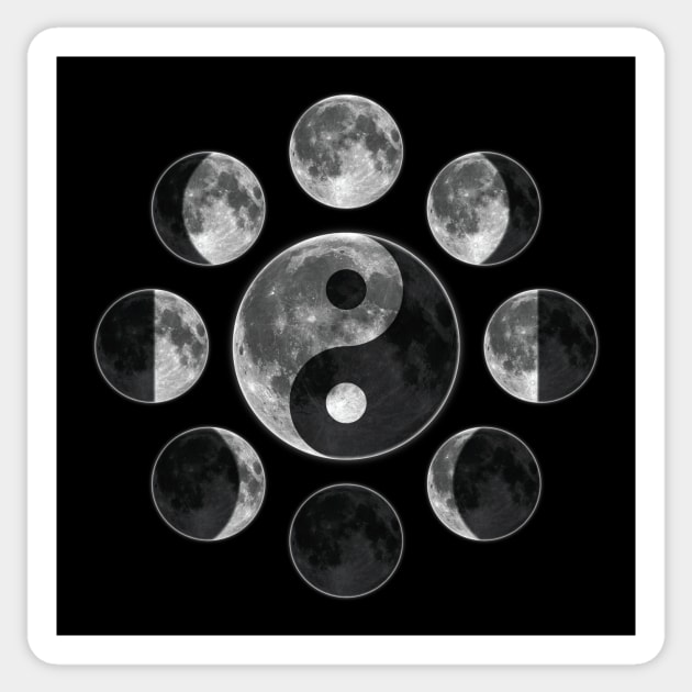 Ying Yang Moon Phases Sticker by meownarchy
